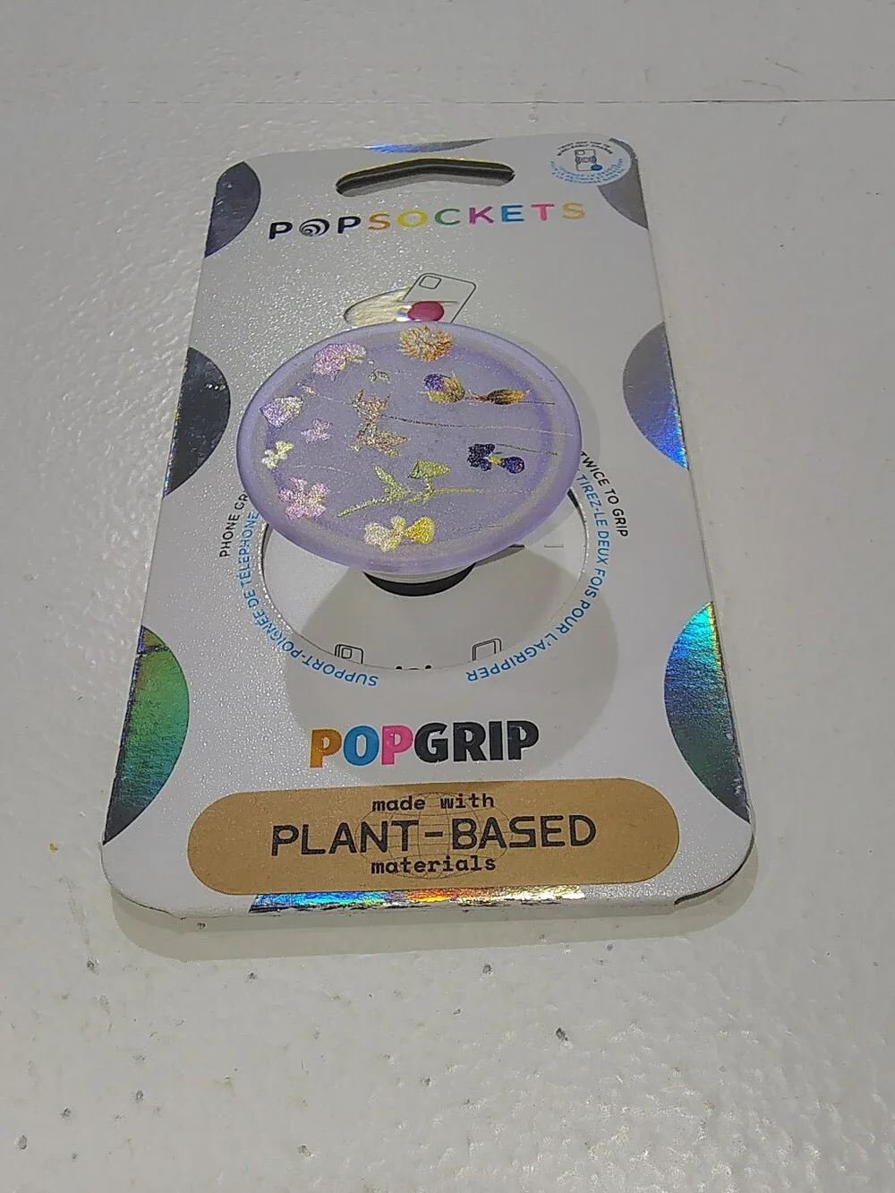 PopSockets PlantCore Cell Phone Grip & Stand With Swappable Top– Purple Fields